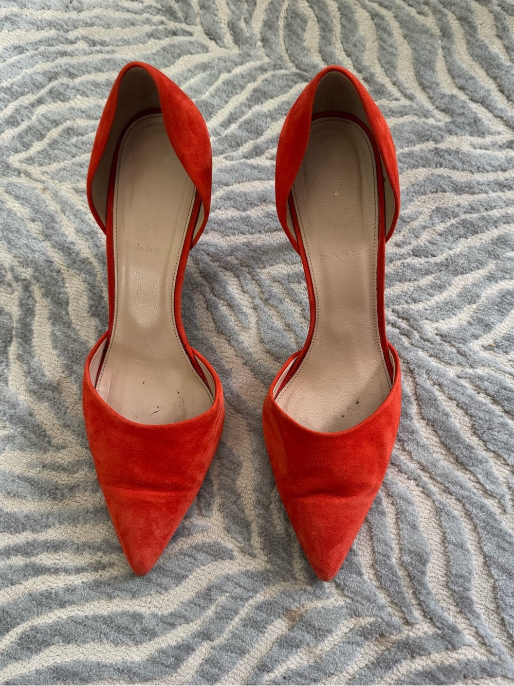 J.Crew Made in Italy Orange Suede D’Orsay Pumps Heels Size 8.5